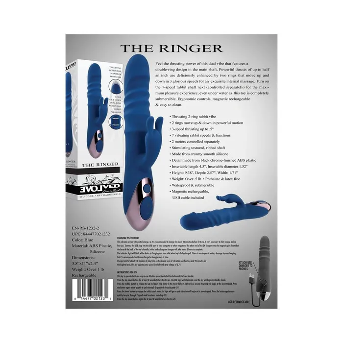 Vibrators Evolved Evolved The Ringer Rechargeable Thrusting Silicone Rabbit Vibrator