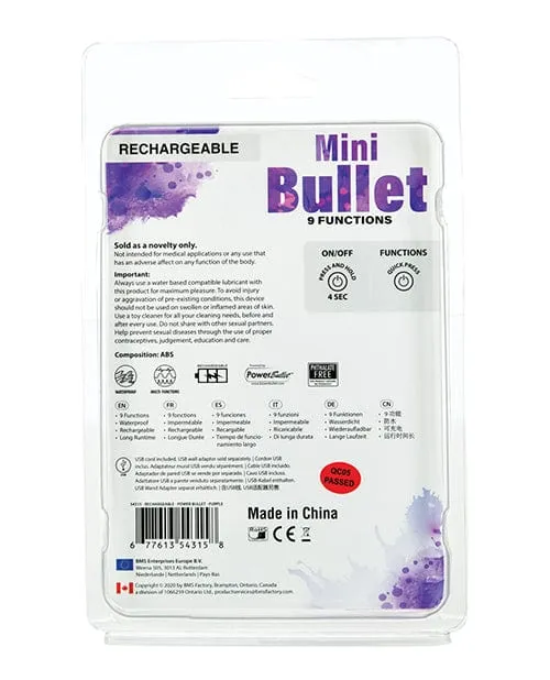 Female Sex Toys BMS Enterprises Mini Bullet Rechargeable Bullet 9 Functions