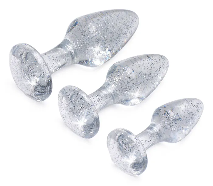 Anal XR Brands Booty Sparks Glitter Gem Anal Plug Set Silver Anal XR Brands Booty Sparks Glitter Gem Anal Plug Set Silver