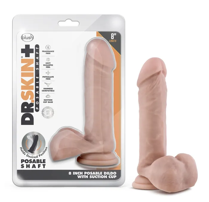 Blush Novelties Dildos Dr Skin Plus 8 Inch Posable Dildo With Balls Vanilla Blush Novelties Dildos Dr Skin Plus 8 Inch Posable Dildo With Balls Vanilla