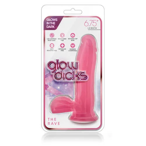 Blush Novelties Dildos Glow in the Dark 7 Inch Suction Base Cock with Balls Blush Novelties Dildos Glow in the Dark 7 Inch Suction Base Cock with Balls