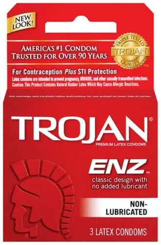 Trojan Condoms Enhancers Trojan Enz NonLubricated Condoms 3 Pack