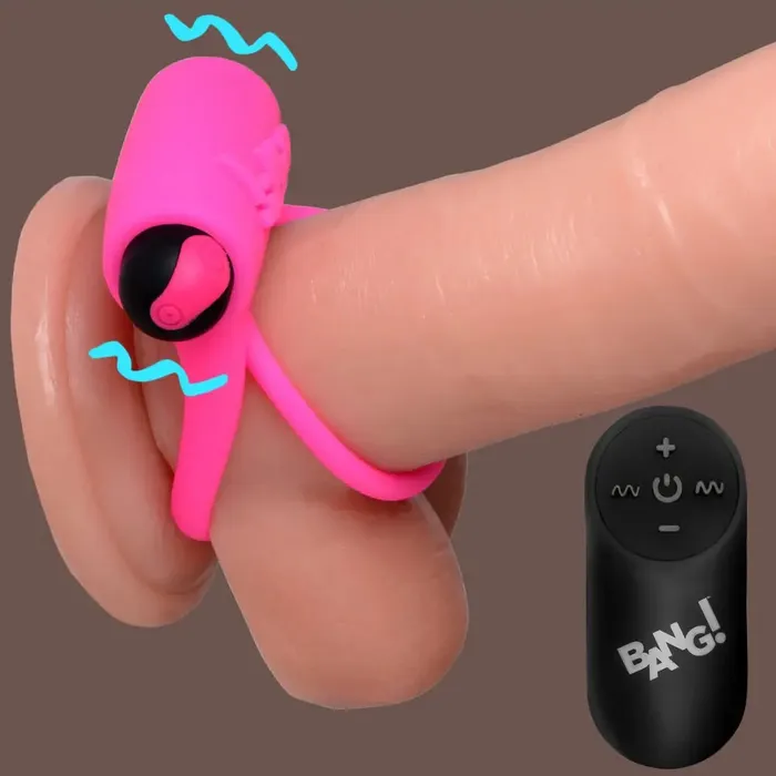 XR Brands Couples Remote Control 28X Vibrating Cock Ring and Bullet Pink XR Brands Couples Remote Control 28X Vibrating Cock Ring and Bullet Pink