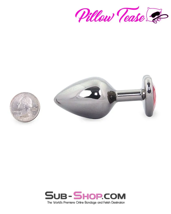 Anal Moonwell 4727M Heart Jeweled Stainless Steel Butt Plug Medium Black