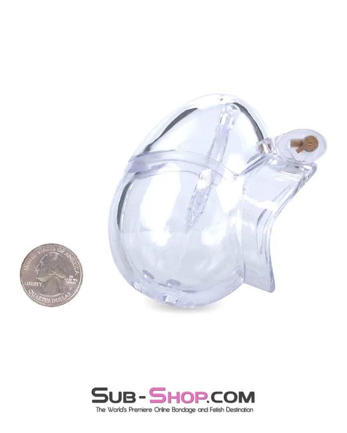 Moonwell Male Sex Toys 0740M Small Egg Cock and Balls Chastity Cage with Spiked Anti Pull Off Ball Torture Ring