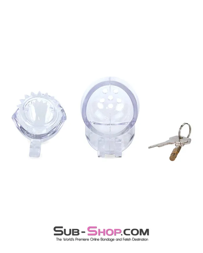Moonwell Male Sex Toys 0740M Small Egg Cock and Balls Chastity Cage with Spiked Anti Pull Off Ball Torture Ring