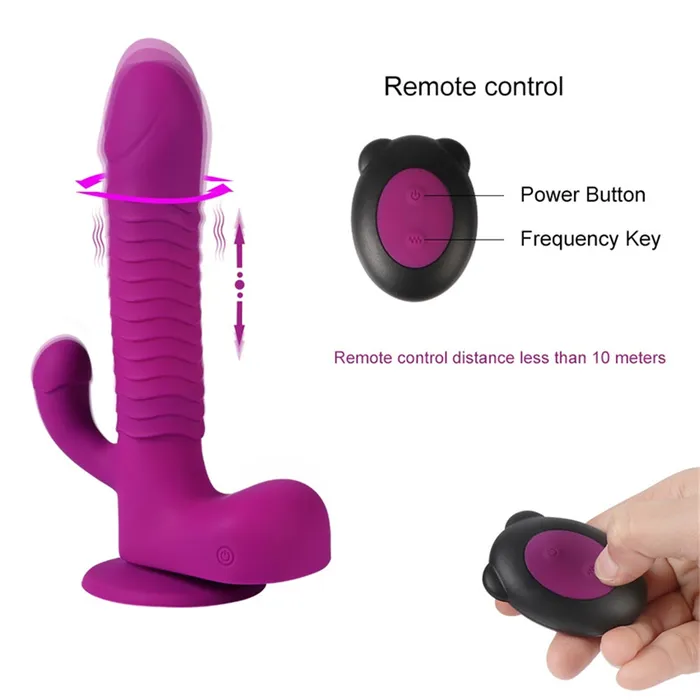 Lurevibe 360 Degree Rotating Telescopic Dildo Vibrator With Suction Cup Wireless Remote Control Lurevibe Female Sex Toys
