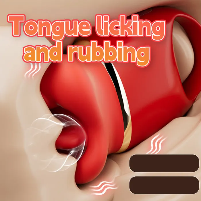 Lurevibe Red Lips Tongue Licking Bite Vibrator Womens Masturbation Vibrators