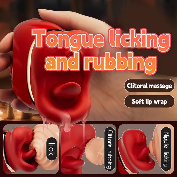 Lurevibe Red Lips Tongue Licking Bite Vibrator Womens Masturbation Vibrators