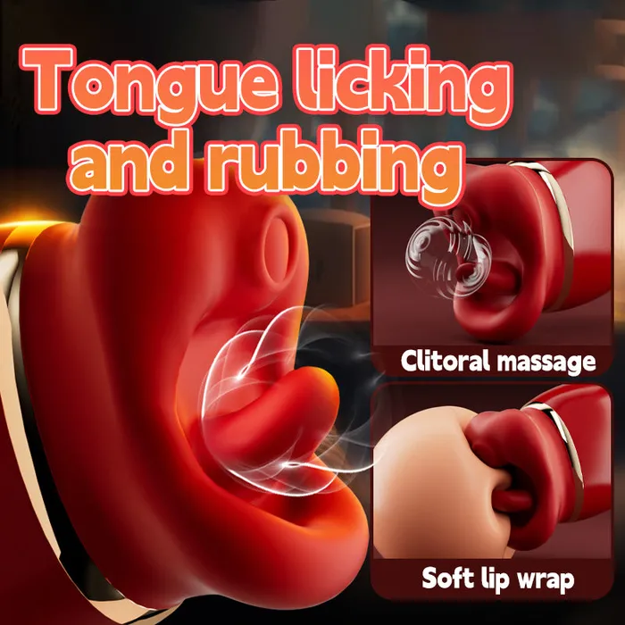 Lurevibe Red Lips Tongue Licking Bite Vibrator Womens Masturbation Vibrators