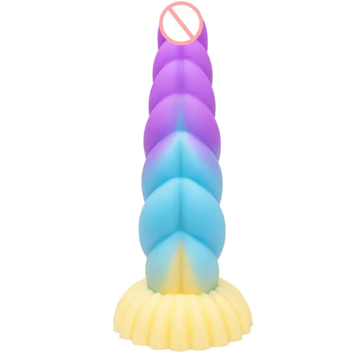 Male Sex Toys Lurevibe Colorful Braid Dildo Vibrator Liquid Silicone Anal Plug